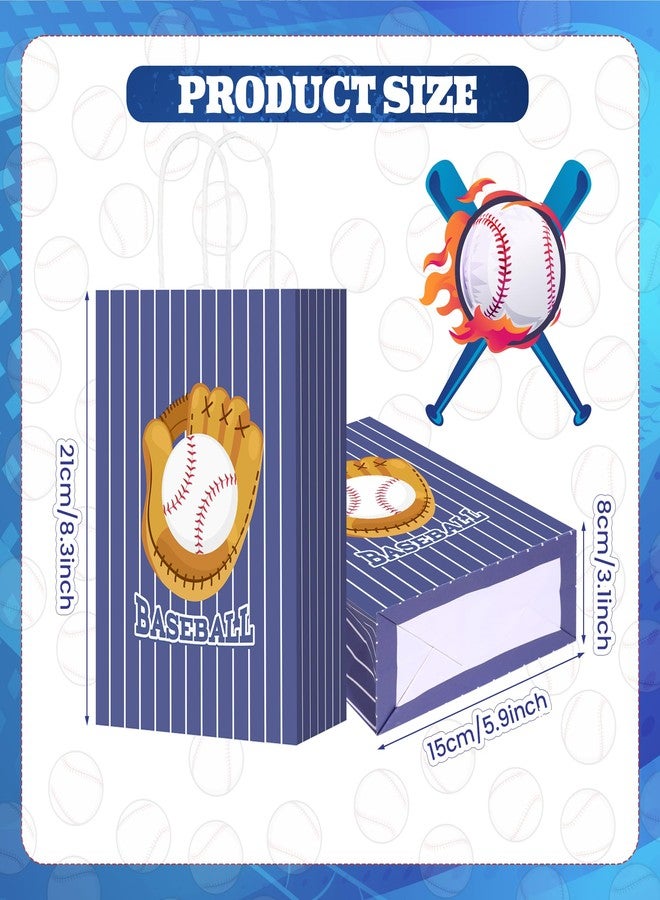 Pineraap 24Pcs Baseball Gift Bags with Handles, 8.3x5.9x3.1 In, Red Blue Baseball Party Favor Bags for Boys Girls, Sport Theme Paper Bag for Games Day, Team Snacks, Birthday Party Decor - Image 2